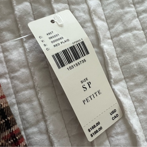 NWT Anthropologie Plaid Wide-Leg Pants Red Black Sparkle The Avery Small Petite - Picture 13 of 17